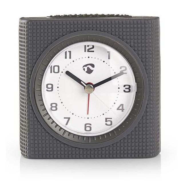 Reloj despertador analógico a pilas gris (Nedis CLDK004GY)