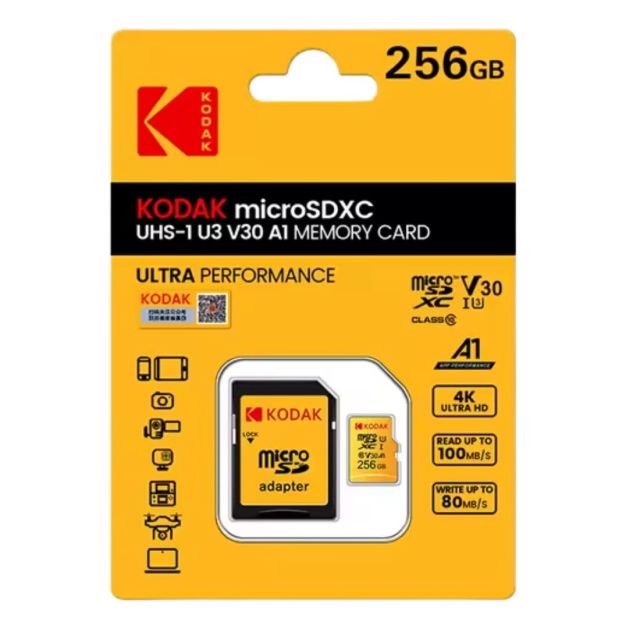 Tarjeta de memoria micro SD 256GB (Kodak EKMSD256GXC10HPRKA)