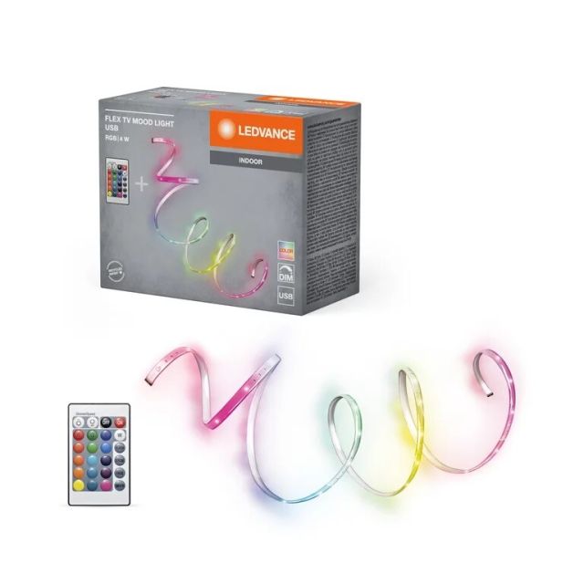 Tira de Led de 1,5 metros autoadhesiva 4W RGB con mando (Ledvance 317743 )