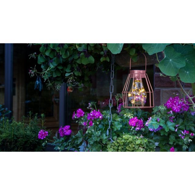 Lámpara de mesa y colgante con bombilla Led solar jaula cobre (Galix 4017)