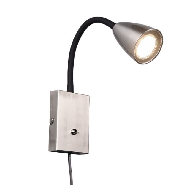Aplique pared flexible con interruptor níquel Wanda GU10 IP20 (Trio 202670107)