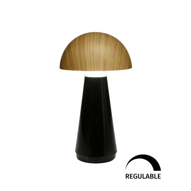 Lámapara de sobremesa Nepal negro/haya 3W 3000K regulable (Jueric 10590)