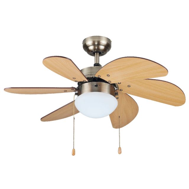 Ventilador de techo madera 6 aspas 2xE27 ø82cm (GSC 300005076)
