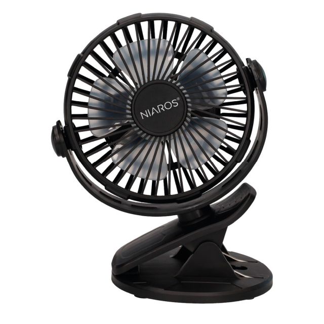 Mini ventilador de sobremesa con pinza negro 3W Ø13cm (Niaros 300010032)