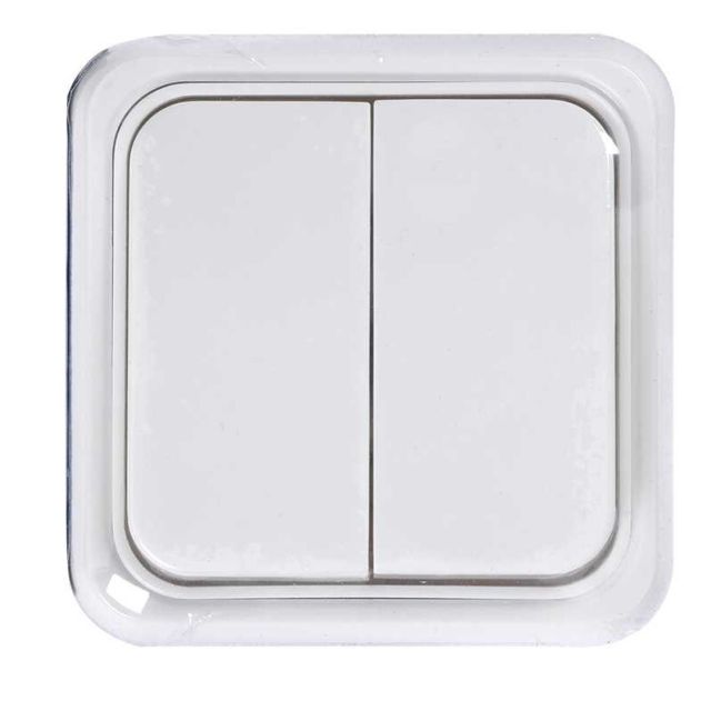 Interruptor doble de superficie blanca Alfa (Simon MS131801)
