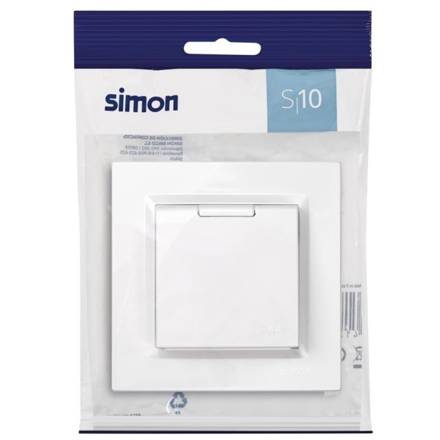 Base schuko monobloc IP44 blanco S10 (Simon F1091450030)