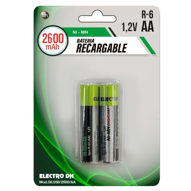 2 uds. pilas recargables HR06-AA 2600 mAh (Electro DH 50.036/2600/AA) (Blíster)
