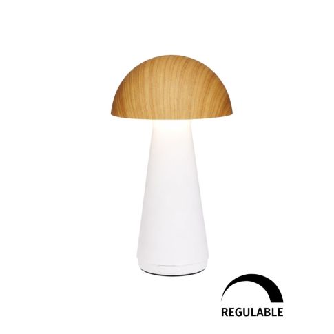 Lámapara de sobremesa Nepal blanco/haya 3W 3000K regulable (Jueric 10589)