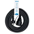 10m. prolongación manguera schuko con tapa 3x2,5mm. negra IP44 (Simon PL122401)