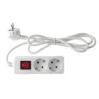 Base con interruptor y cable blanca 2 tomas 3 metros (GSC 100005020)