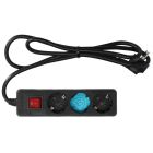 Base con interruptor y cable negro 3 tomas 3 metros (GSC 100005012)
