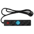 Base con interruptor y cable negro 4 tomas 3 metros (GSC 100005014)