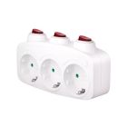 Multiconector triple sucko 2P+TT lateral con triple interruptor blanco 3680W 230V (B&B 040315)