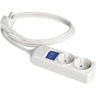 Base múltiple blanca 3680W 2 tomas cable 3m con interruptor 250V 16A (Solera 8032IL)