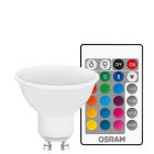 Lámpara Led Retrofit GU10 2700°K + RGB con mando a distancia 2,9W 250Lm (Osram 4058075045750)