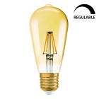 Lámpara Led pera cristal Vintage 1906 Edison Fil regulable E27 6,5W 2400°K 725Lm. (Osram 081514)