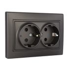 Base doble de enchufe 2P+T con obturador negro serie Europa (Solera ERP60/2NGU)