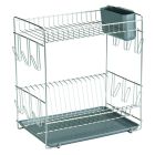 Escurreplato grande inoxidable 18 platos gris 43x25x41,5cm (Sauvic 90980)