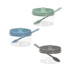 Azucarero redondo plástico transparente con cuchara