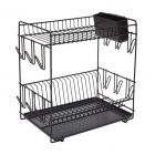 Escurreplato grande inoxidable 18 platos negro 43x25x41,5cm (Sauvic 89023)