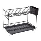 Escurreplato pequeño inoxidable 18 platos negro 38,5x25x28cm (Sauvic 89024)