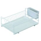 Escurreplatos plano inoxidable 18 platos blanco 38,5x25x12cm (Sauvic 89005)
