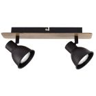 Regleta 2 focos serie Miko negro y madera GU10 (Jueric 10268)