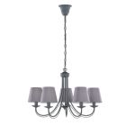 Lámpara colgante 5 tulipas gris tela y metal Cortez 3xE14 (Trio Lighting 110600578)