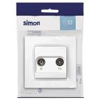 Toma televisión intermedia blanco S10 (Simon F1090487030)