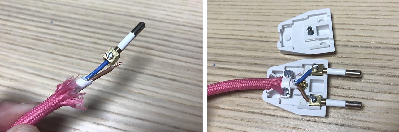 Montando una clavija en una lámpara casera Paso a paso para montar una lámpara casera