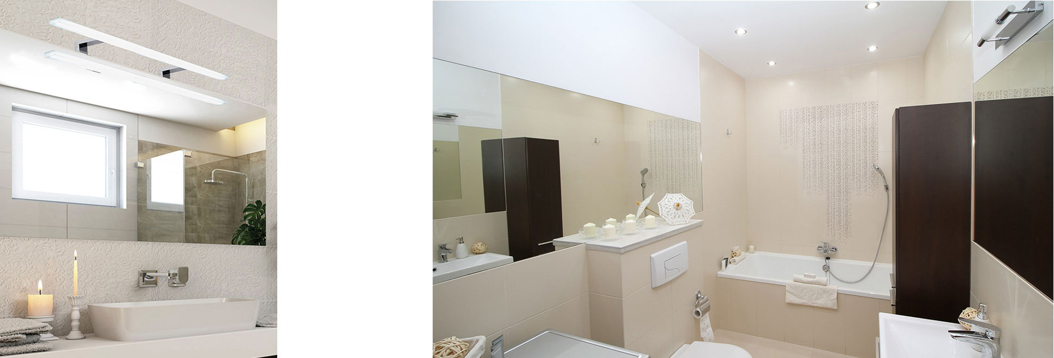 Aplique de espejo de baño y aros de techo empotrados